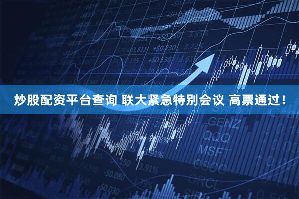 炒股配资平台查询 联大紧急特别会议 高票通过！